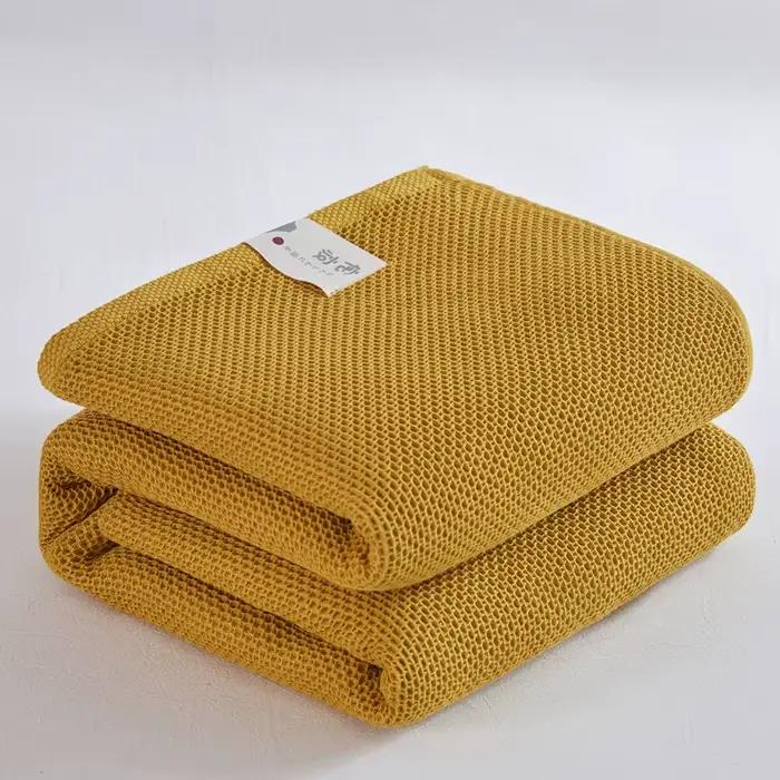 Couverture en coton à carreaux gaufré fin pour lit