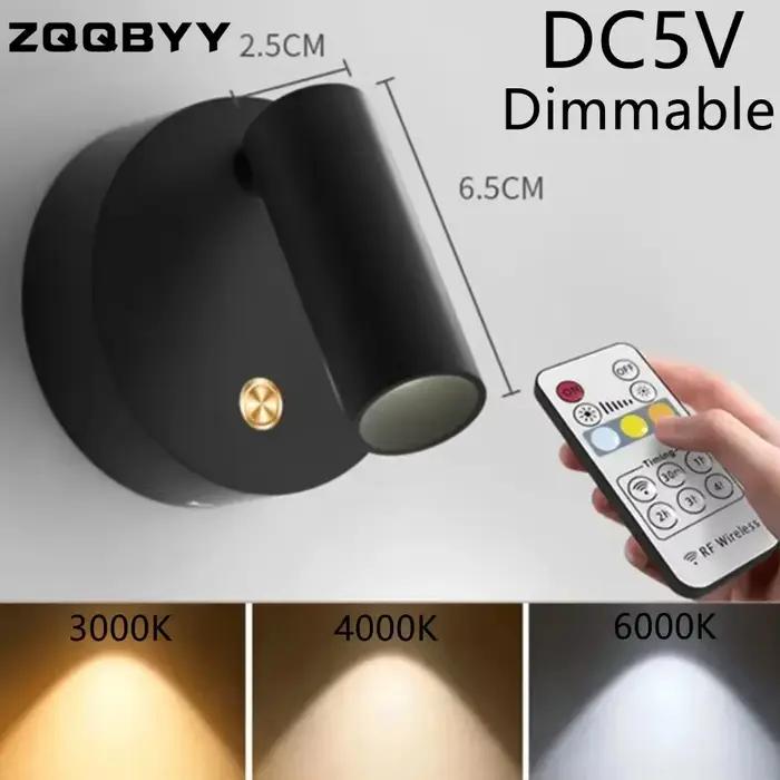 Applique murale LED pour chambre à coucher, Rechargeable par USB, aimant noir et blanc, Base magnétique variable avec interrupteur tactile, pour chevet, étude, lecture