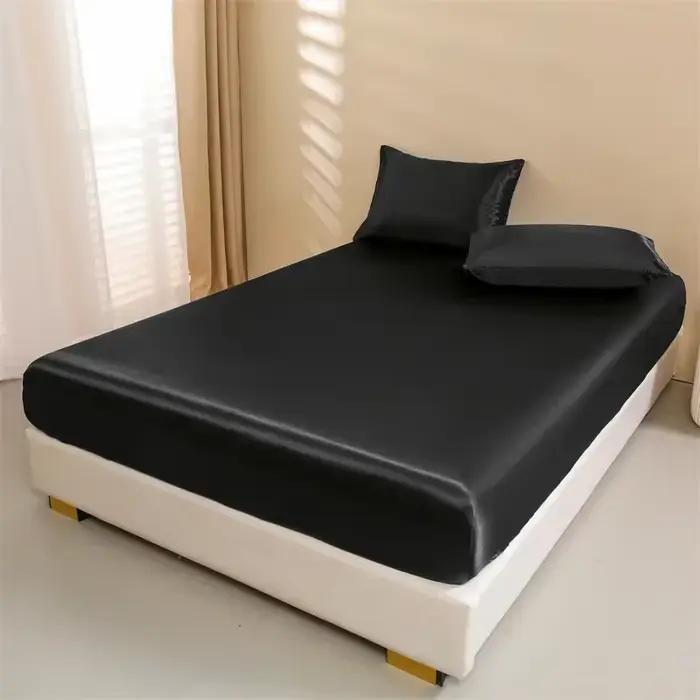 Draps de lit en satin, ensemble de draps Queen Size