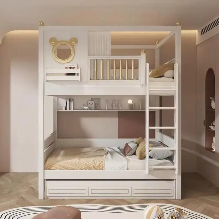 Lit superposé en bois moderne et confortable avec design loft double