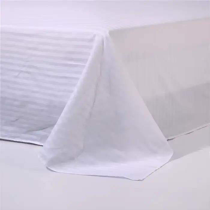 Drap de lit plat à rayures de couleur unie