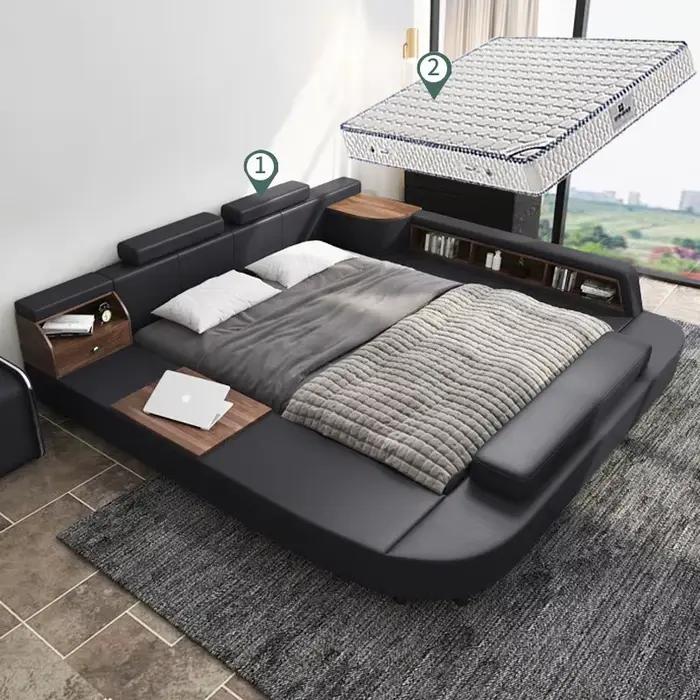 Hôtel luxe lit tiroir européen vanité espace stockage lit salon dormir Cama Inteligente Multifonctionnel meubles de maison