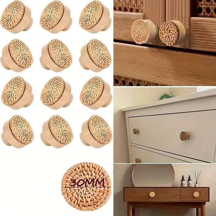 Paquet de 6 boutons de commode en rotin Boho