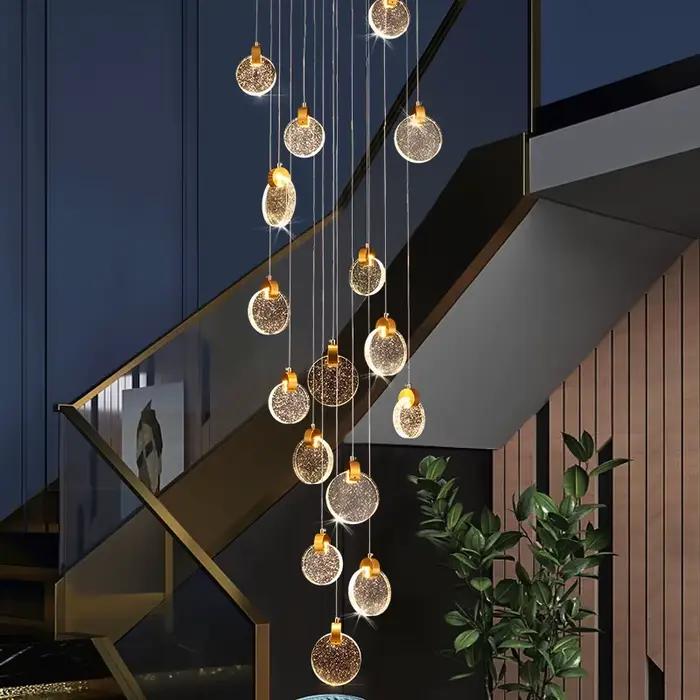 Lustre LED Rond Moderne de Luxe Doré avec Cristaux