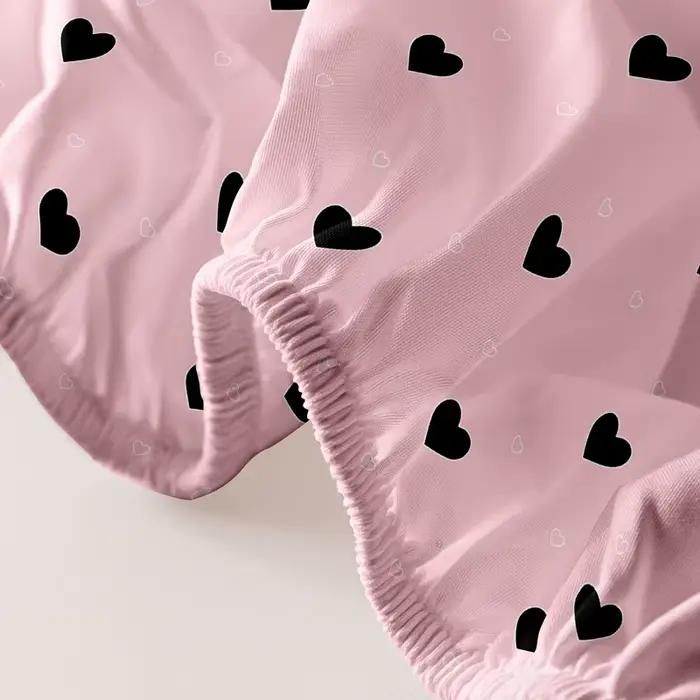 1 drap-housse mat imprimé géométrie simple et moderne en forme de cœur