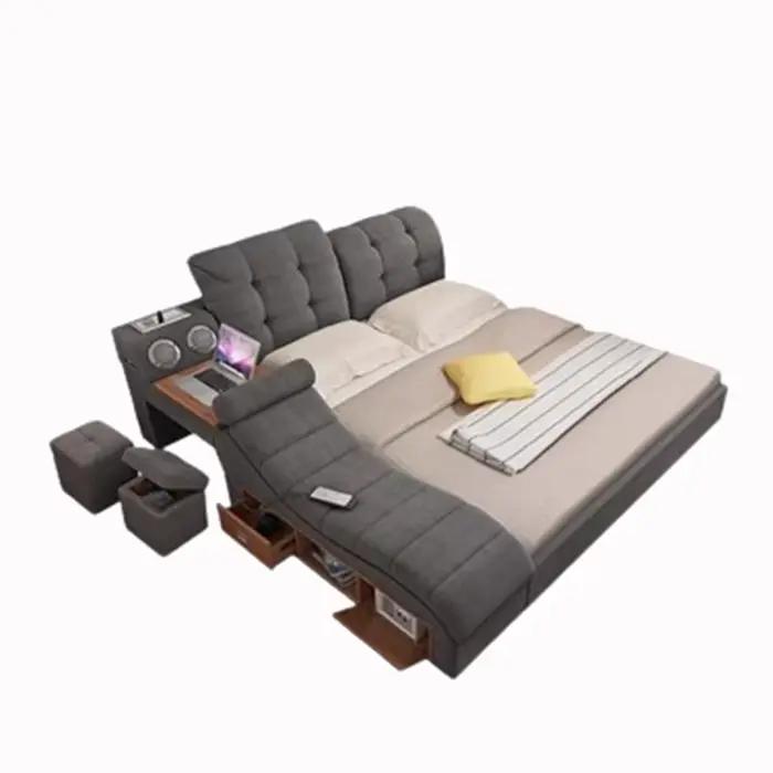Lit de luxe Queen électronique japonais Tatami rembourrage lit tables de nuit King Size Muebles Para El Hogar meubles de chambre