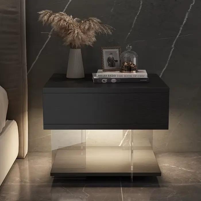 Table de chevet noire de rangement