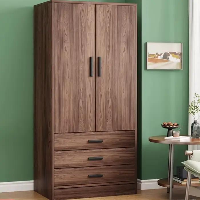 Armoire de chambre à coucher avec cadres cannelés et tiroirs étroits