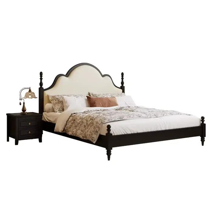 Lit Double de rangement noir haut de gamme chambre moderne Style français lit en bois famille Camarotes Para dortoir meubles de maison