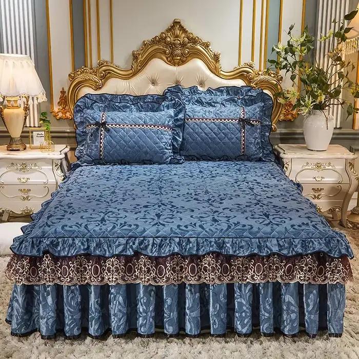 Jupes de lit en dentelle de velours
