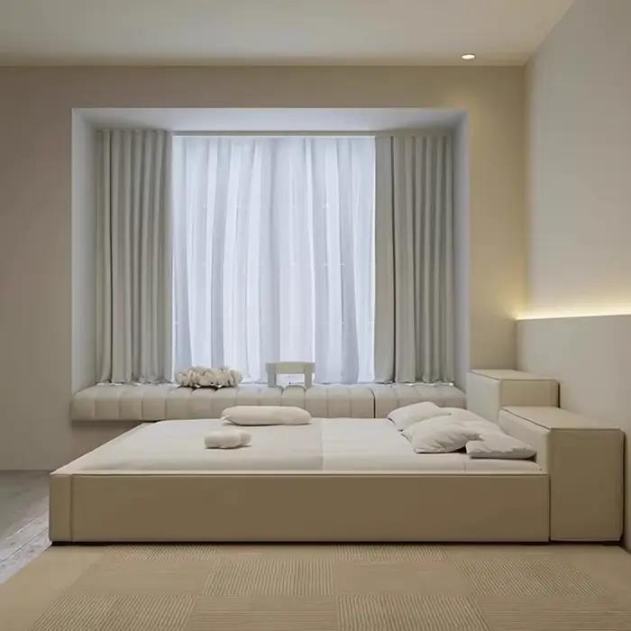 Salon filles cadres De lit reine minimaliste chambre principale lit crème luxe tête De lit Cama De Lujo Para dortoir meubles De maison