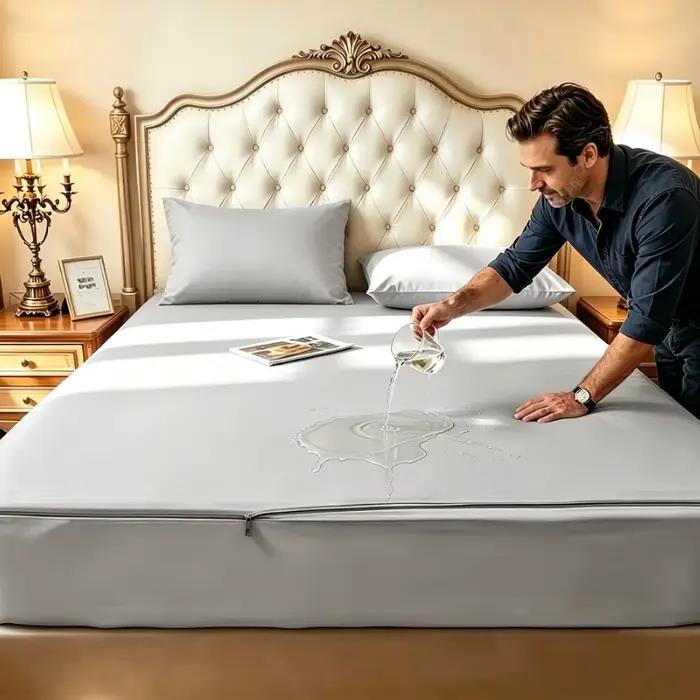 Protège-matelas imperméable à fermeture éclair 6 faces anti-punaises de lit