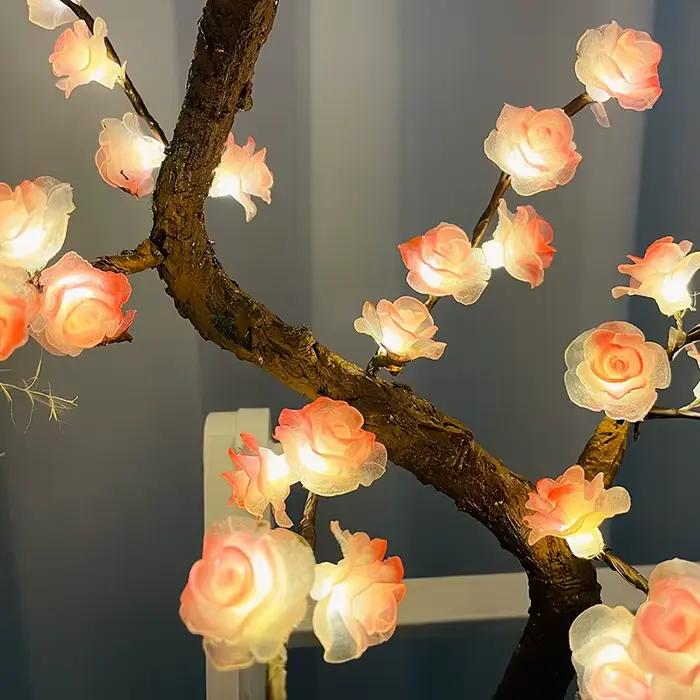 Lampe de Table en Forme d'Arbre à LED Rose