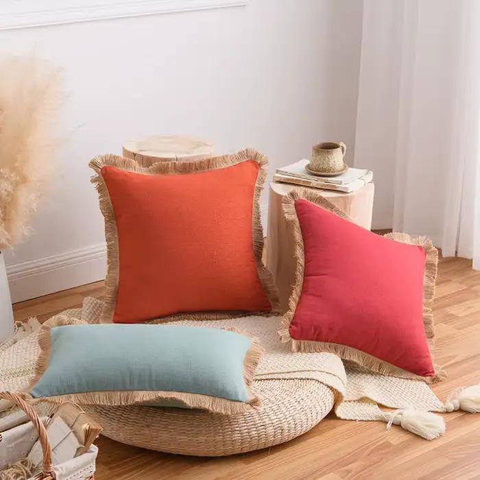 Housses de coussin en coton et lin
