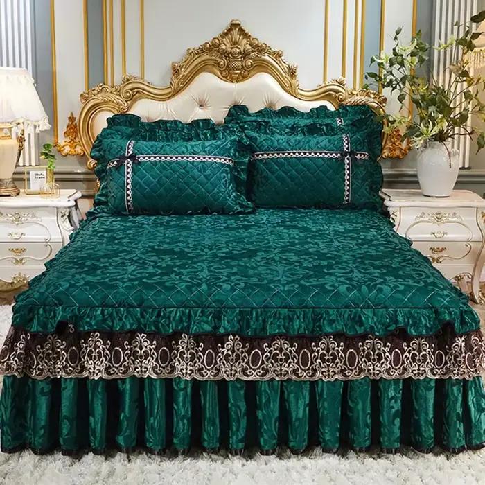 Jupes de lit en dentelle de velours