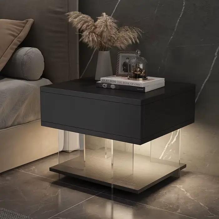Table de chevet noire de rangement