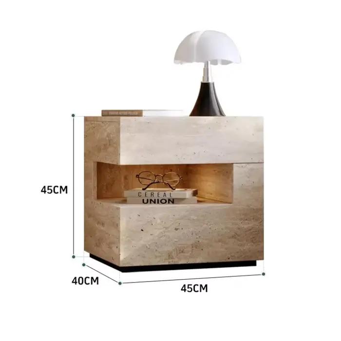 Table de chevet suspendue intelligente de style travertin moderne avec lampe