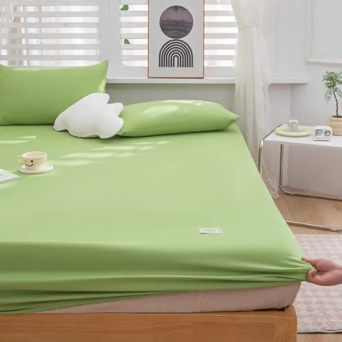 Drap-housse en coton lavé vert