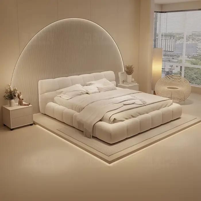Cadres de lit fantaisie européens Queen White Lounge