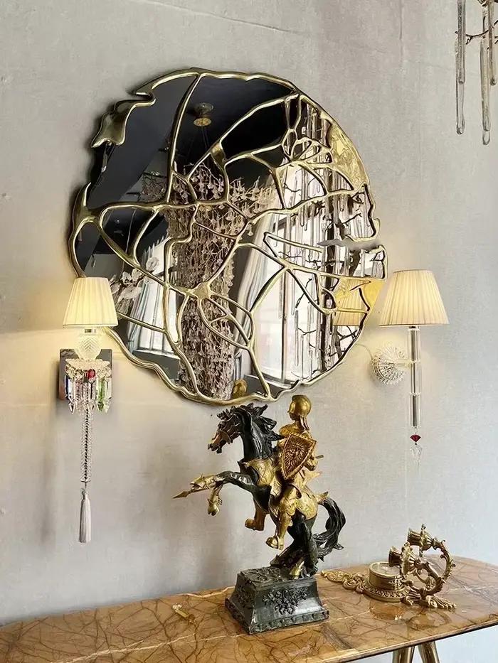 Tête de lit en cristal applique Style européen Villa chambre salon salle à manger luxe miroir phare rétro décoration murale