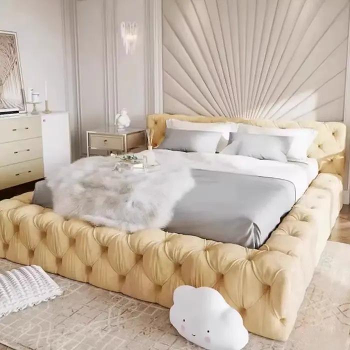 Cadre esthétique lit rembourré chambre nordique reine lit Double dormir princesse Muebles Para El Hogar maison accessoires