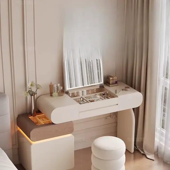 Coiffeuse rustique avec dessus en verre