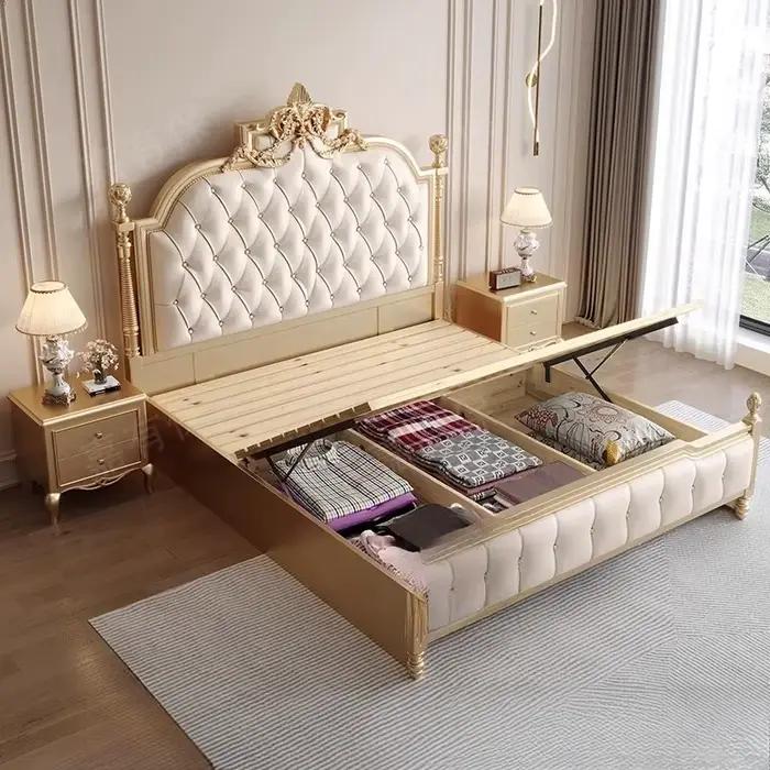 Cadre de lit de rangement européen double