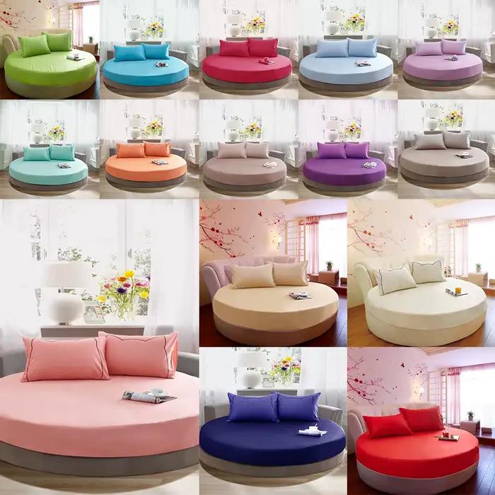 Draps de Lit Ronds en Coton Pur