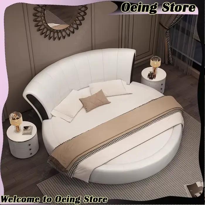 Lit double Queen Size, tables De chevet japonaises