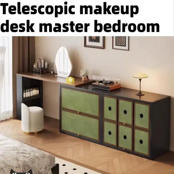 Coiffeuse télescopique verte pour femme avec miroir intégré