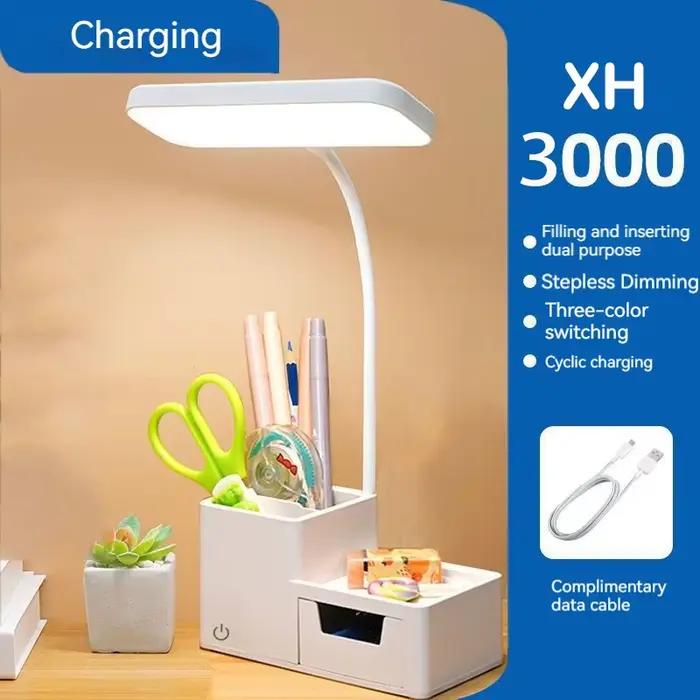 Tactile LED lampe de bureau 3 niveaux Dimmable veilleuse USB Rechargeable Protection des yeux pliable lampe de Table chambre chevet lecture