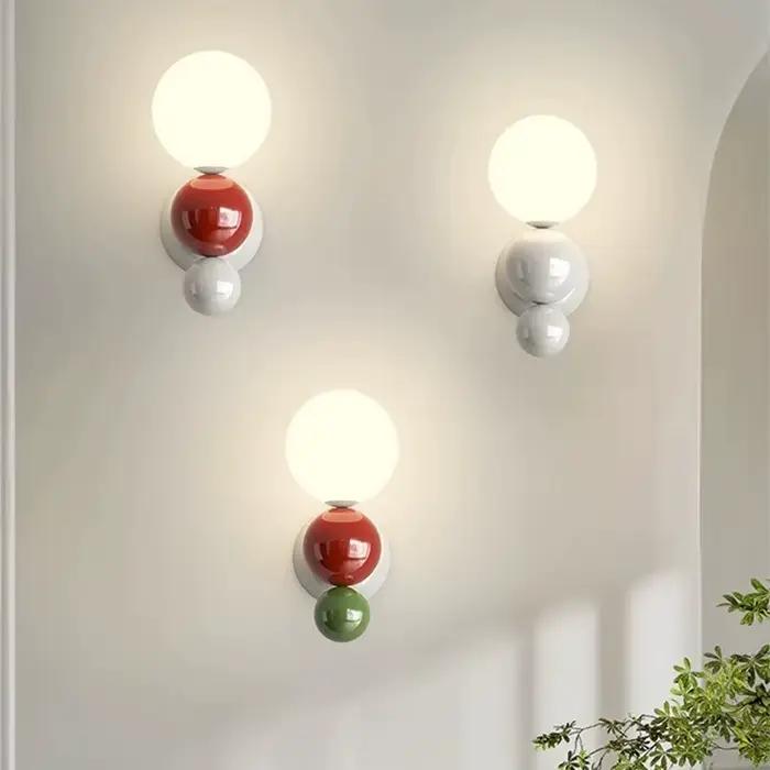 Chambre chevet mur LED lampe en forme de perle blanc couleur contrastée escalier couloir applique murale décoration