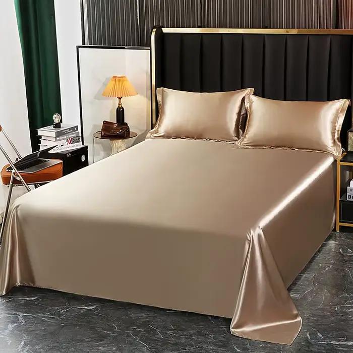 Ensemble de literie en satin de luxe avec drap plat