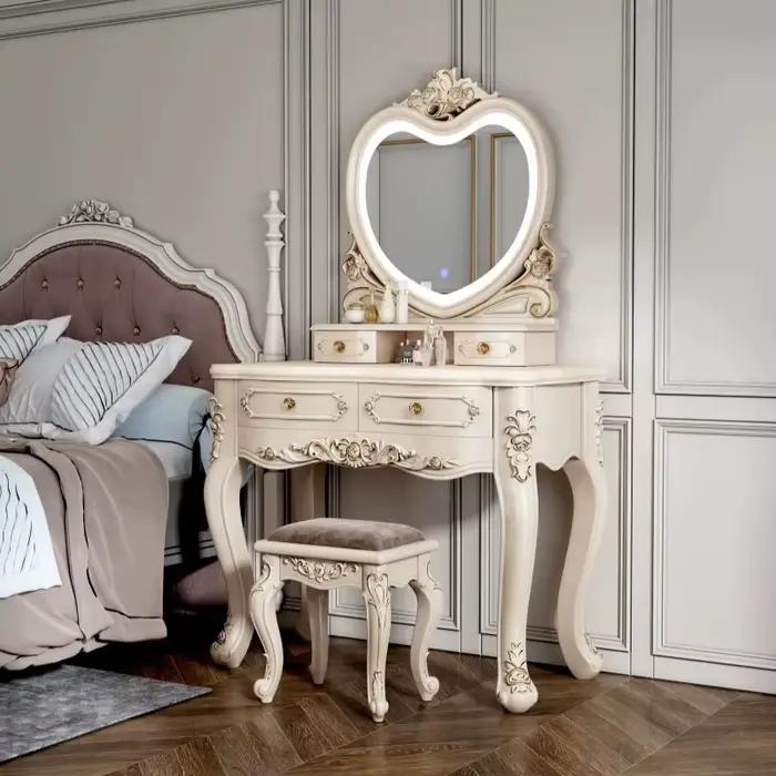 Meubles de chambre à coucher de luxe léger et haut de gamme : coiffeuses européennes