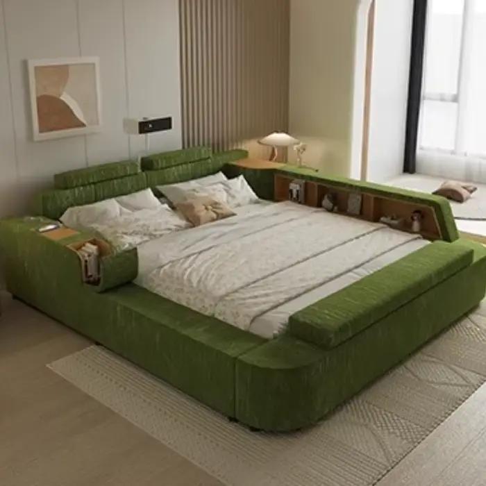 Cadre rembourré lit double rangement chambre commodes têtes de lit rangement de lit salon intelligent Muebles Para El Hogar meubles de maison