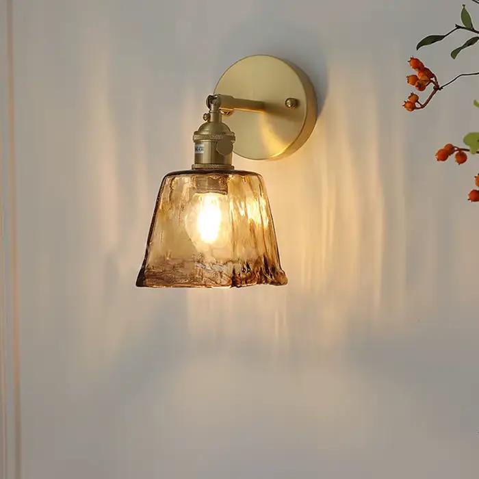 Applique Murale en Laiton et Verre de Style Nordique Japonais Rétro, Luminaire Créatif pour Maison, Bar, Restaurant, Chambre à Coucher