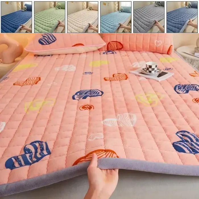 Surmatelas épais en velours de lait doux, couvre-lit, coussin de protection, couvertures chaudes, hiver