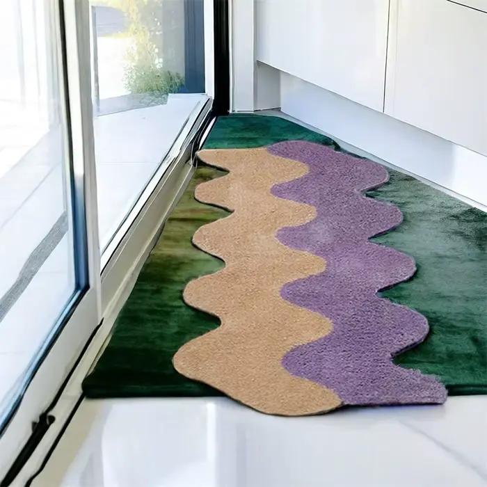 Tapis touffeté de chevet longue ondulée
