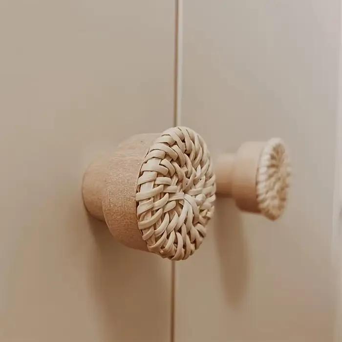Paquet de 6 boutons de commode en rotin Boho