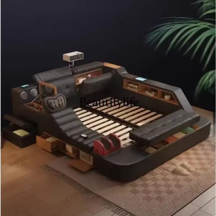 Lit double king size A182 noir avec tiroirs de rangement