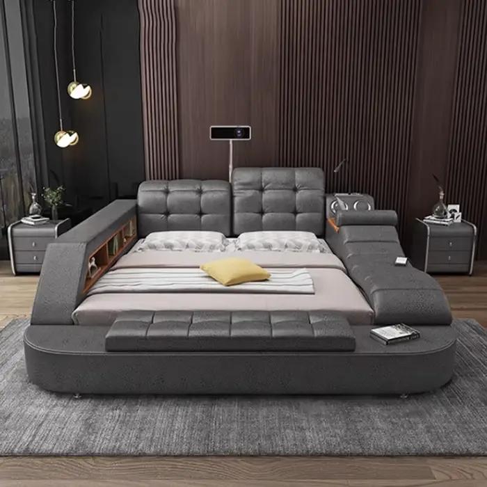 Lit de luxe Queen électronique japonais Tatami rembourrage lit tables de nuit King Size Muebles Para El Hogar meubles de chambre