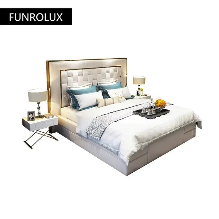 Lit double en cuir de style moderne