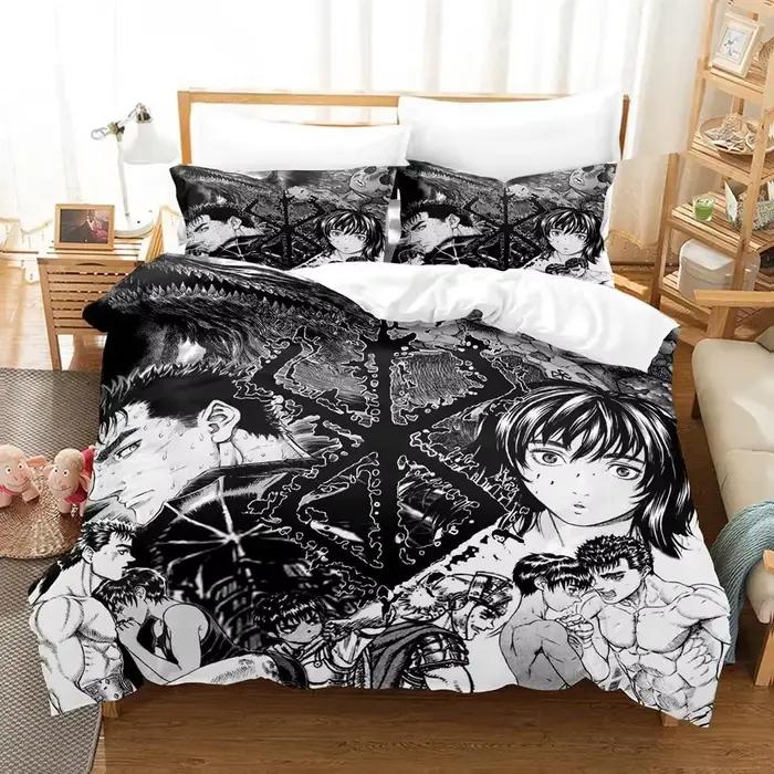 Anime Berserk ensemble de literie garçons filles double reine taille housse de couette taie d'oreiller lit enfants adulte mode Textile de maison
