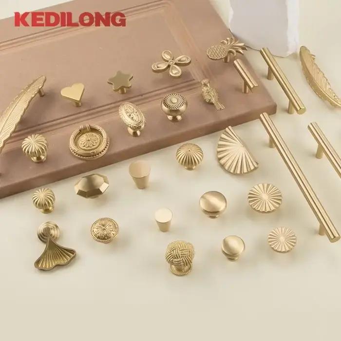 KEDLO style européen minimaliste en laiton massif armoire bricolage tirer poignée classique luxe tiroir or bouton porte