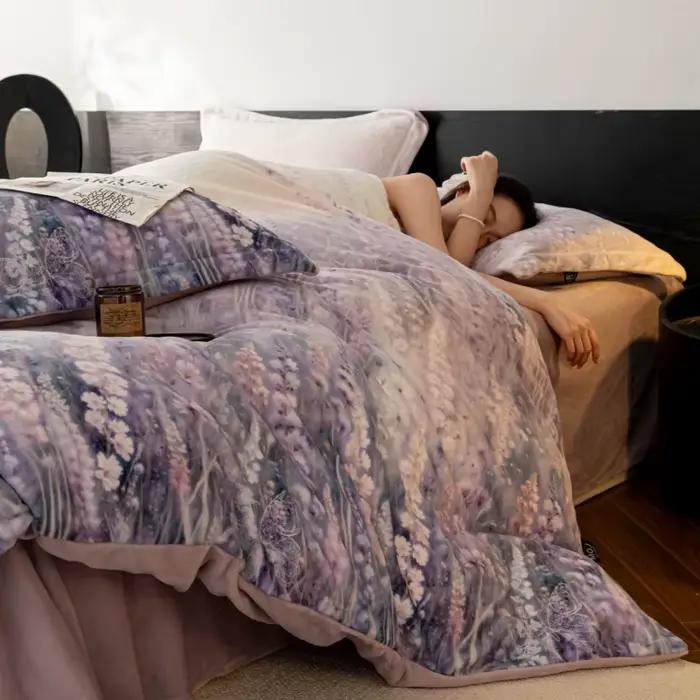 Parure de lit en velours de lait chaud