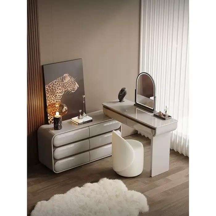 Commode minimaliste italienne poitrine intégrée chambre lumière luxe moderne 2025 nouvelle armoire de chevet peinte table de maquillage 1.2