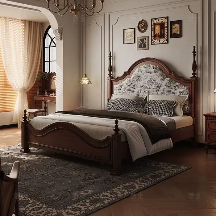 Lit minimaliste rembourré Vintage Unique français luxe cadre De lit Double Cama De Lujo Para dortoir meubles accessoires