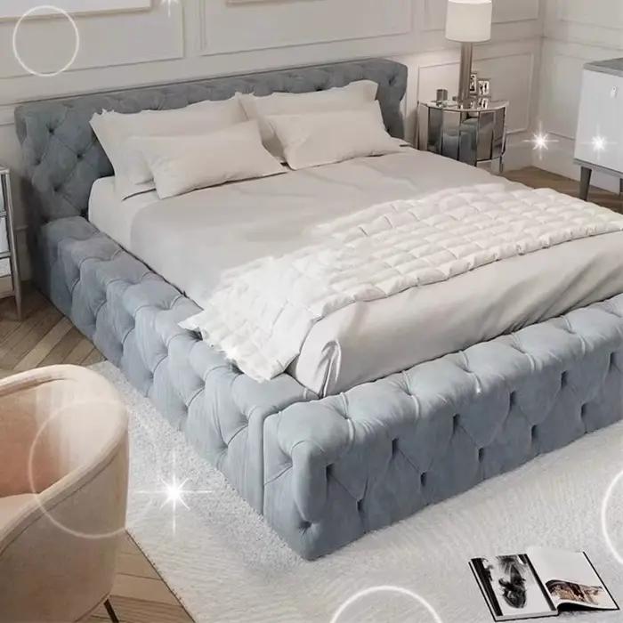 Cadre esthétique lit rembourré chambre nordique reine lit Double dormir princesse Muebles Para El Hogar maison accessoires
