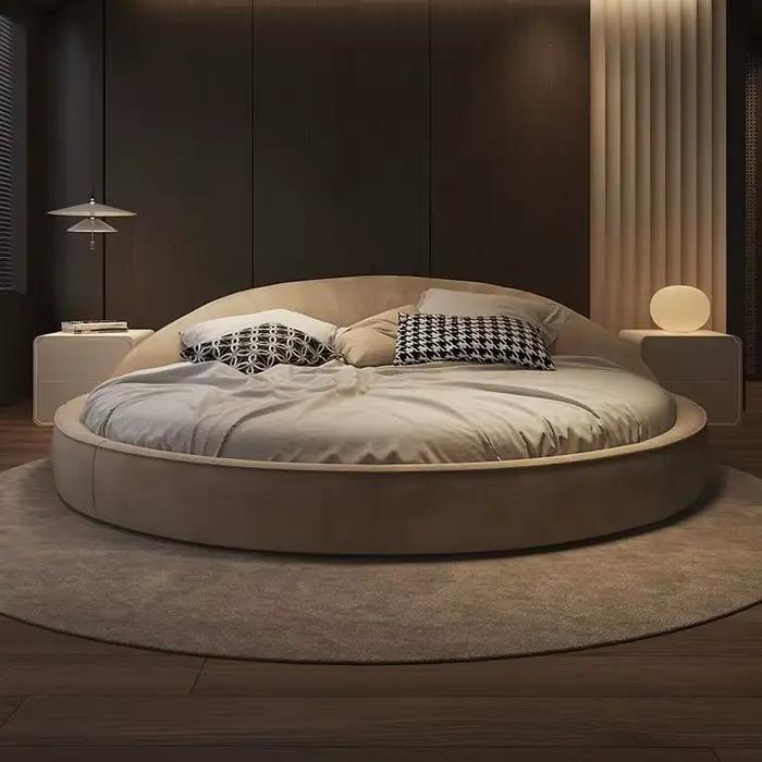 Lit complet minimaliste de luxe moderne en bois avec rangement