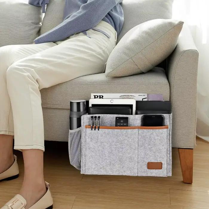 Sac de rangement pour lit en feutre avec 5 poches